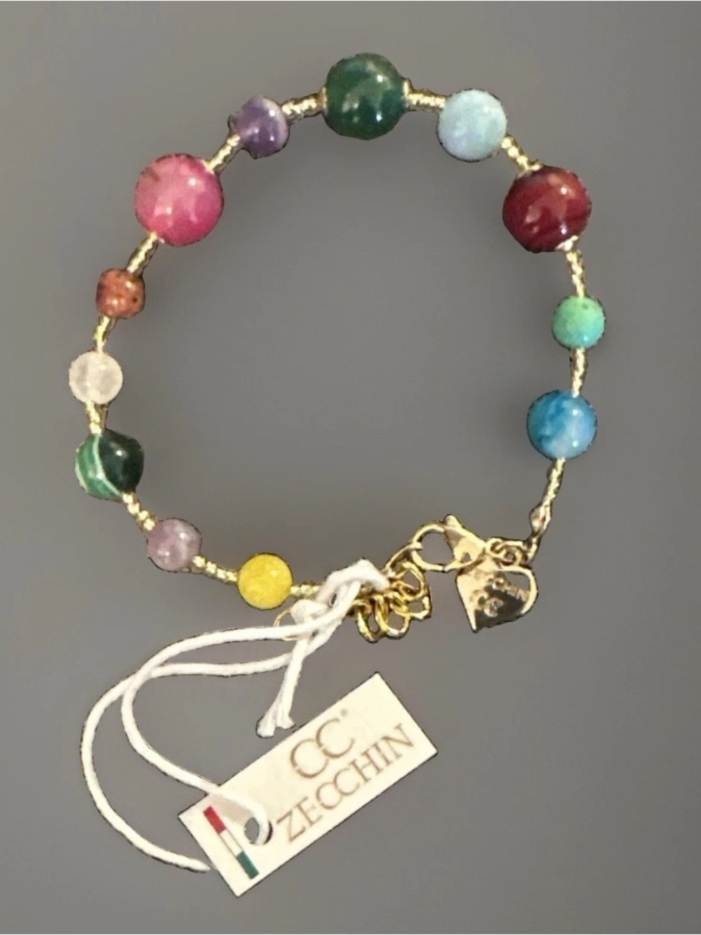 Murano Glass Bracelet La Perla de Murano Prisma Spectrum Beads ITALY CC ZECCHIN